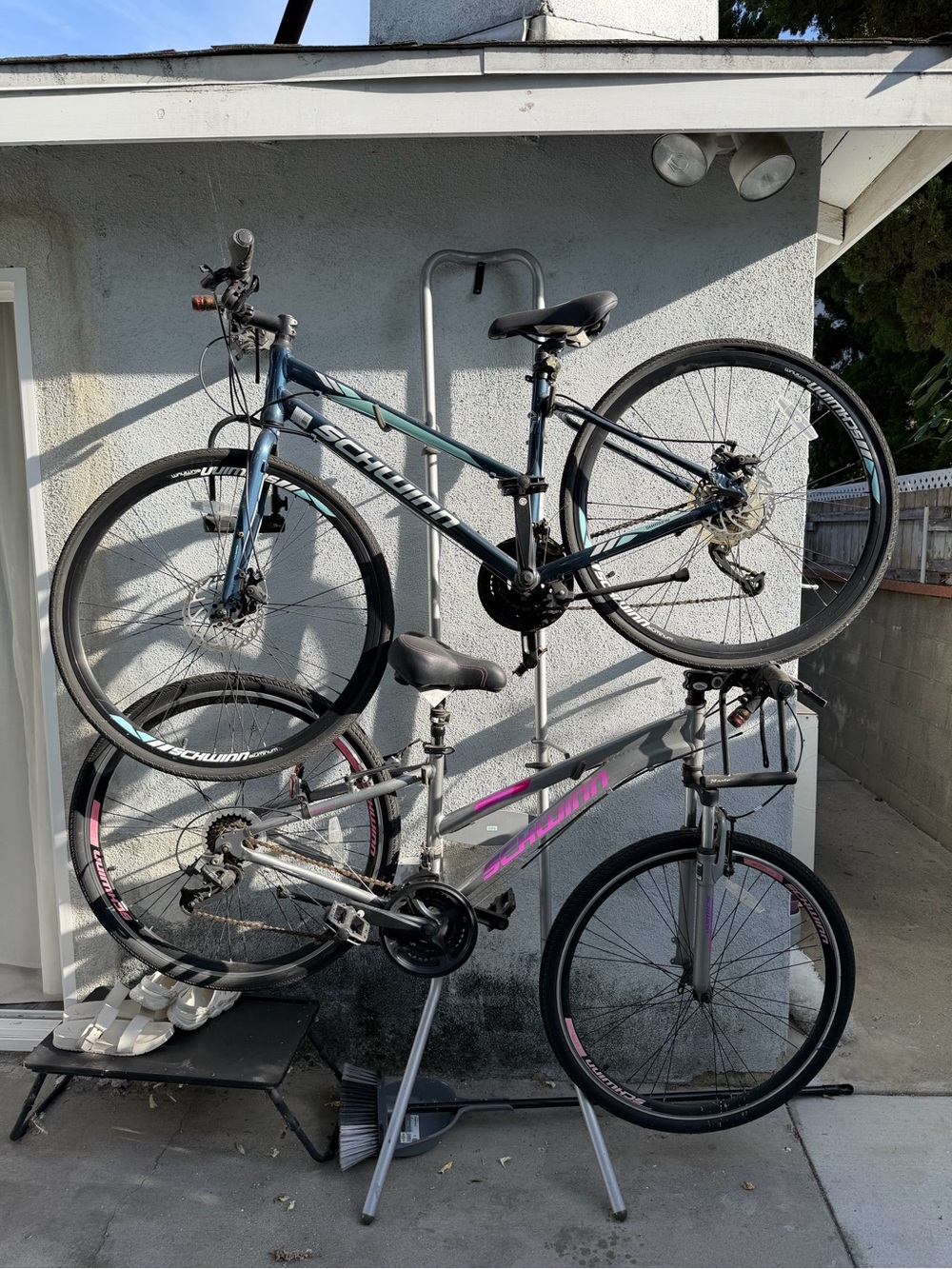 Schwinn Dual Bike Set in Teal/Blue and Silver with Pink Accents